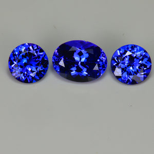 Violet Blue Trio of Tanzanite