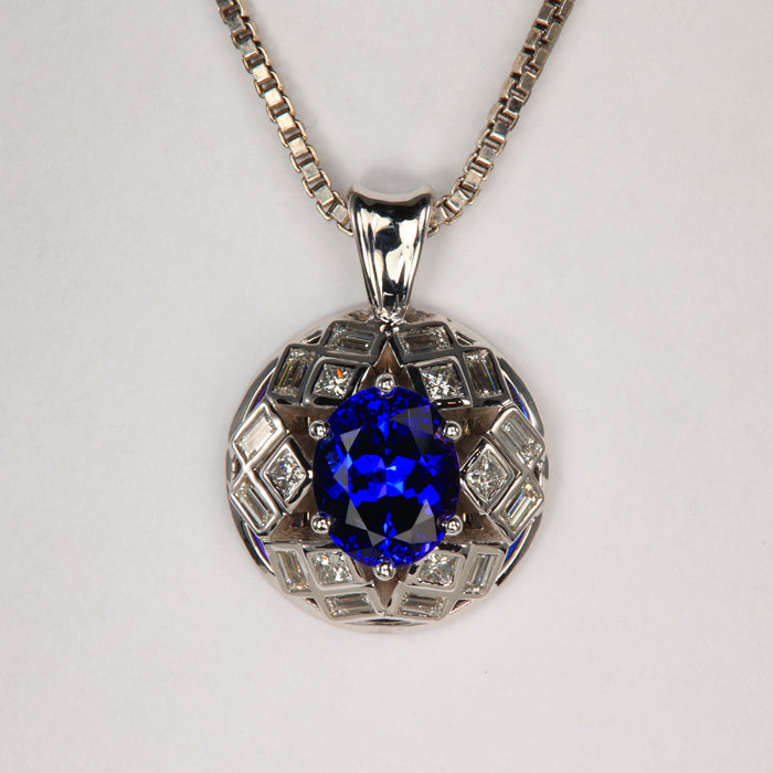  Tanzanite and Diamond Baguette Pendant