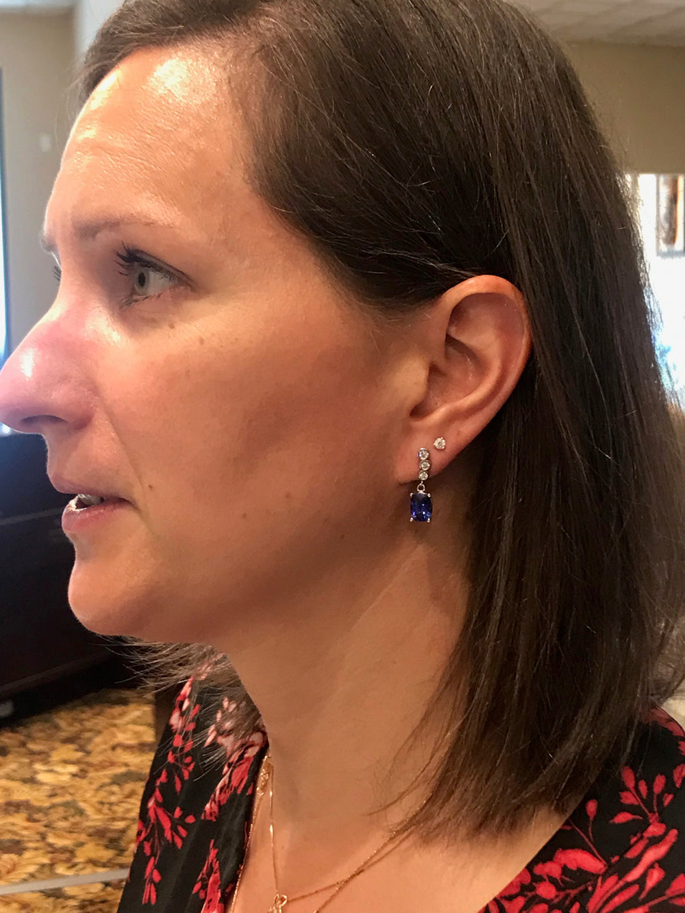 14K White Gold Tanzanite and Diamond Earrings 5.13 Carats