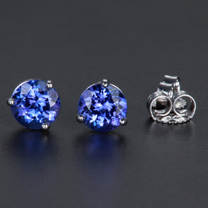 14k White Gold Tanzanite Stud Earrings 1.50 Carats