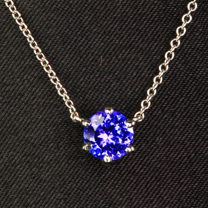 14K White Gold Cable Link Tanznanite Necklace  .88 Carats