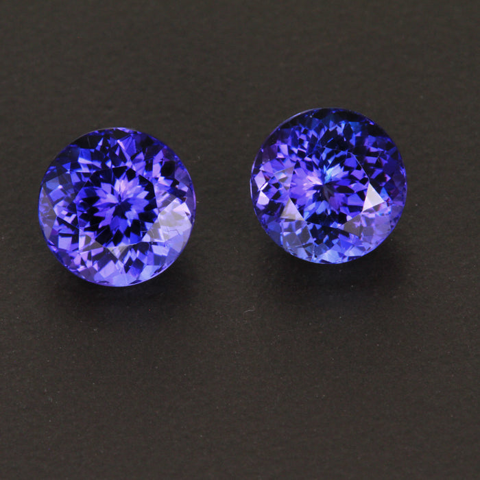 One Pair of Round Tanzanite Gemstones 4.20 Carats