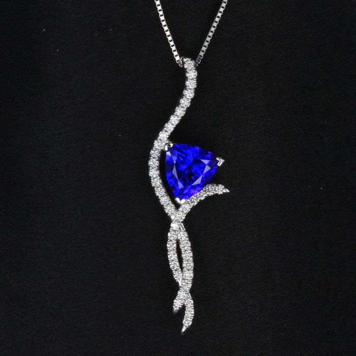 Hold for Zack 14K White Gold Trilliant Tanzanite Pendant