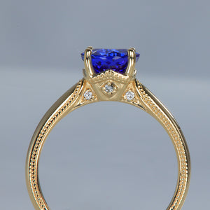14K Yellow Gold Round Tanzanite Ring 1.70 Carats