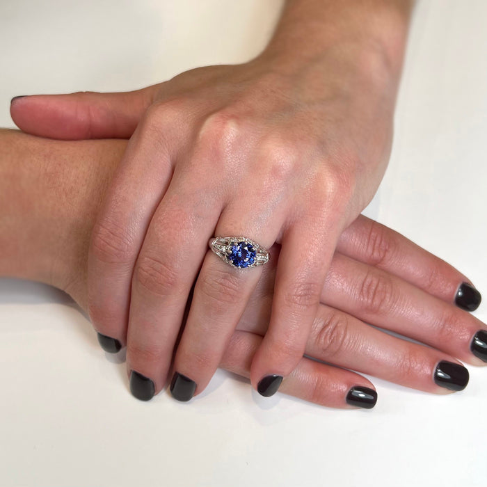 14K White Gold Tanzanite and Diamond Ring 2.93 Carats*