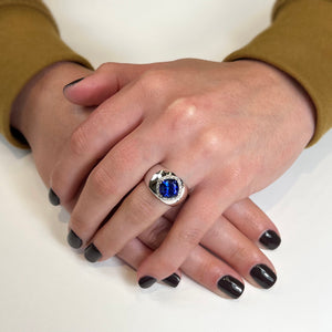 14K White Gold Cushion Tanzanite Ring with Diamonds by Christopher Michael 2.91 Carats