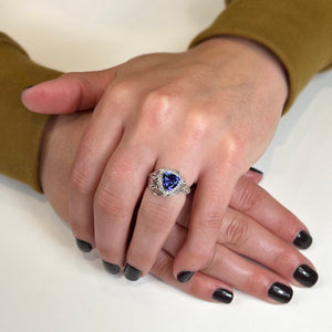 14K Trilliant Tanzanite and Diamond Ring