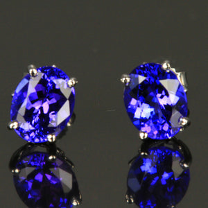 3.55 Carats Tanzanite Oval Stud Earrings