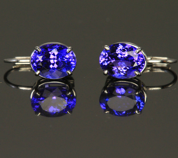 14K White Tanzanite Lever Back Earrings