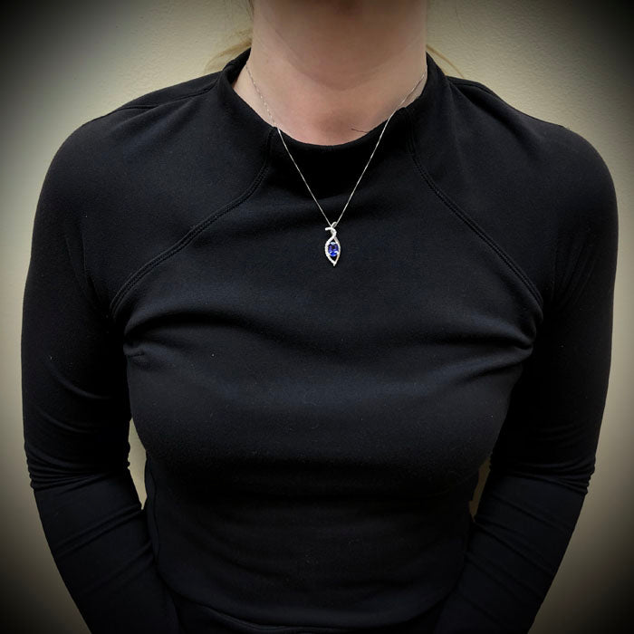 14K White Gold Tanzanite and Diamond Pendant by Christopher Michael  1.93 Carats