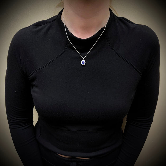 14K White Gold Oval Tanzanite and Diamond Pendant 1.90 Carats