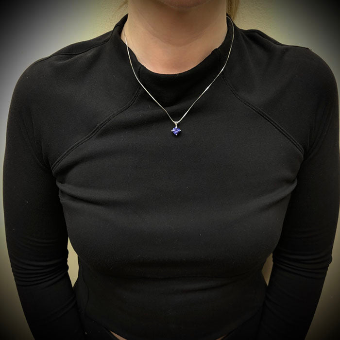 14K White Gold Square Cushion Tanzanite Pendant 2.26 Carats