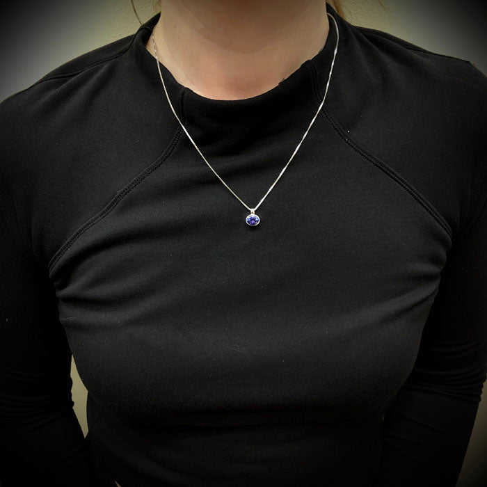 14K White Gold Oval Tanzanite Pendant 1.94 Carats
