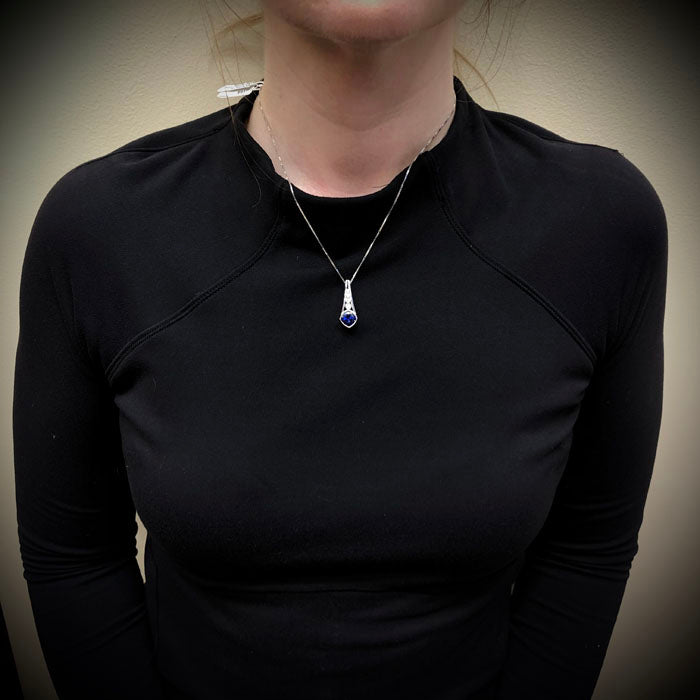 14K White Gold Tazanite and Diamond Pendant 3.01 Carats Designed by Christopher Michael