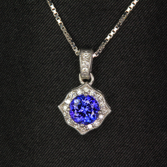 tanzanite and diamond pendant