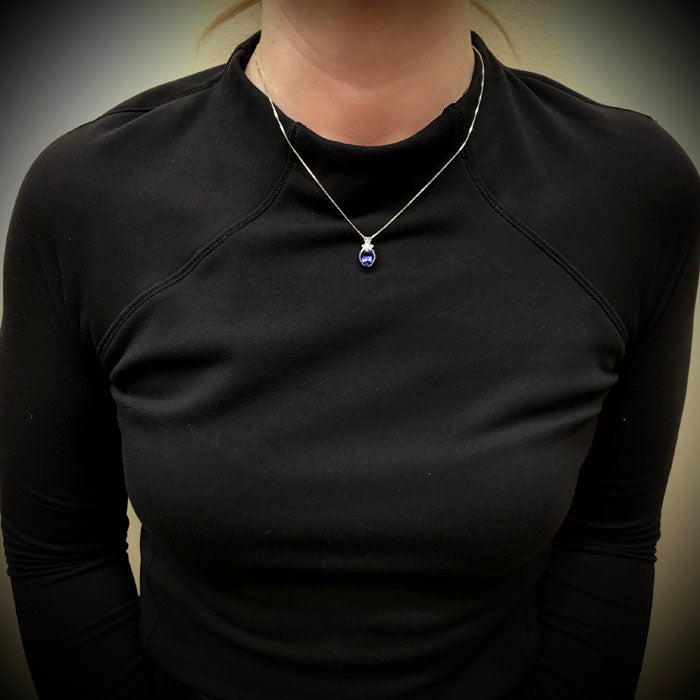 14K White Gold Tanzanite Bezel Pendant with Diamonds 2.40 Carats