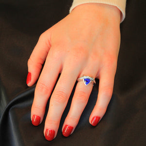 14K White Gold Tanzanite, Diamond and Pink Sapphire Ring by Christopher Michael 1.32 Carats