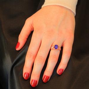 14 Kt Rose Gold Tanzanite Ring with Diamonds by Christopher Michael  2.13 Carats