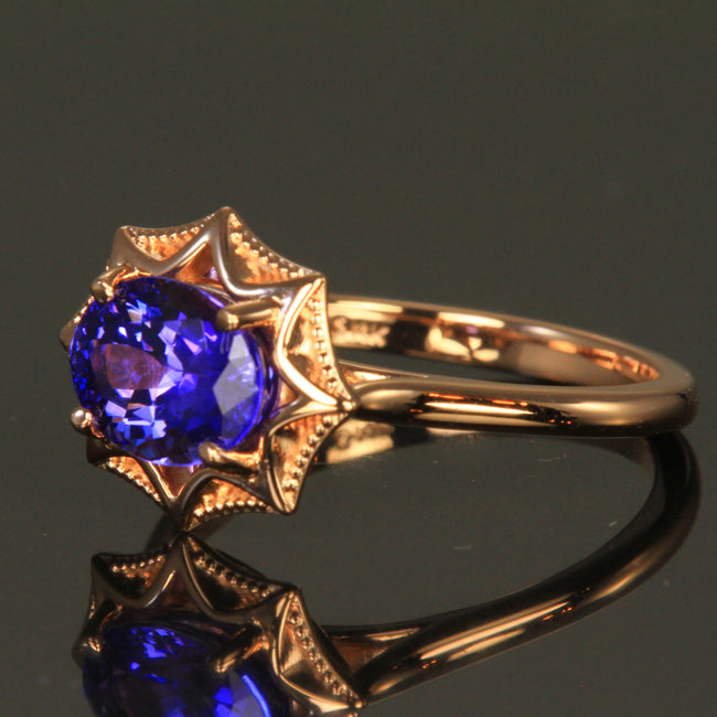 14K Rose Gold Tanzanite Oval Ring