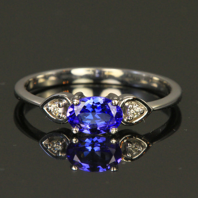 .60 Carat Tanzanite with Two Diamond Ring