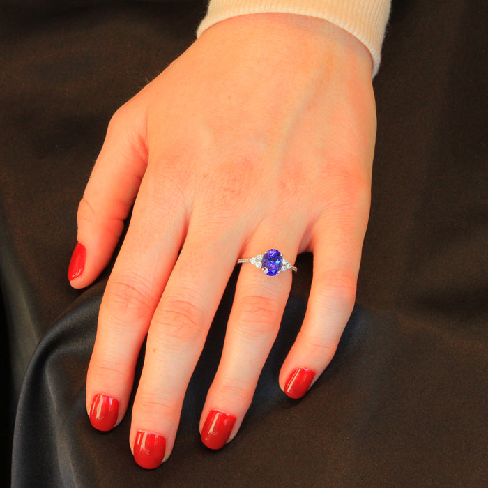 14K Rose Gold Oval Tanzanite Ring 1.66 Carats