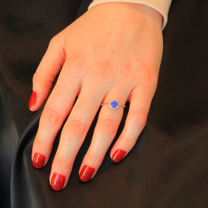 14K White Gold Round Tanzanite Ring .69 Carats