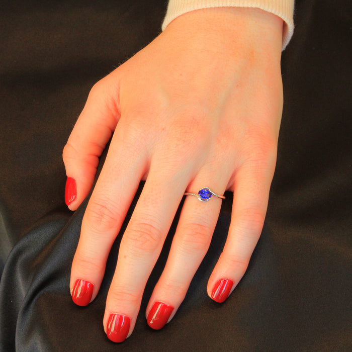 14K White Gold Oval Tanzanite Ring .64 Carats