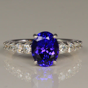 oval tanzanite and diamond ring