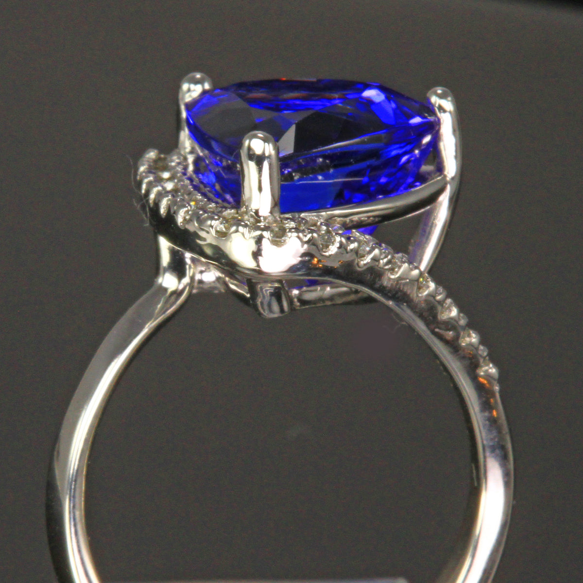 14K White Gold Trilliant Tanzanite Gemstone 6.19 Carats designed by Christopher Michael