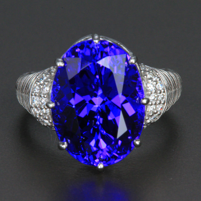 Vintage Engagement Ring Blue Tanzanite 14k White Gold Diamond Band, Unique  Engagement Ring for Women, Art Deco Ring - Etsy
