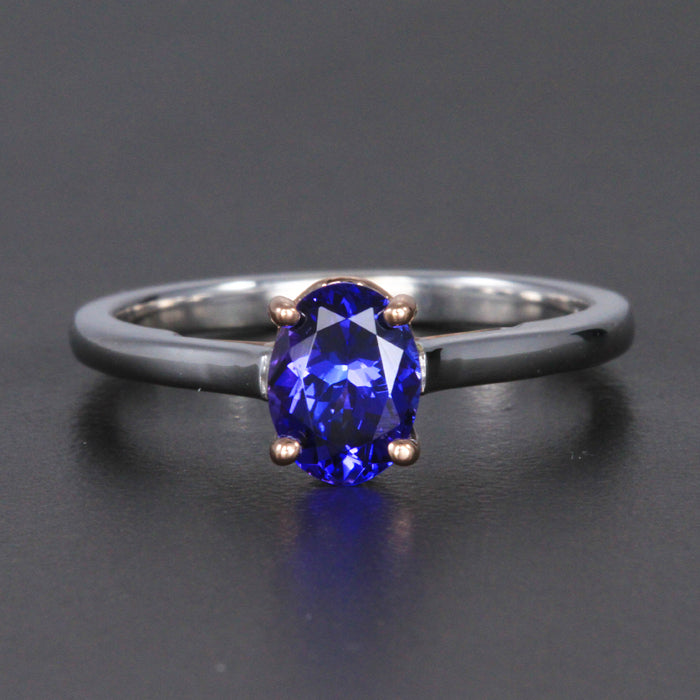 14K White and Rose Gold Tanzanite Ring 1.12 Carats
