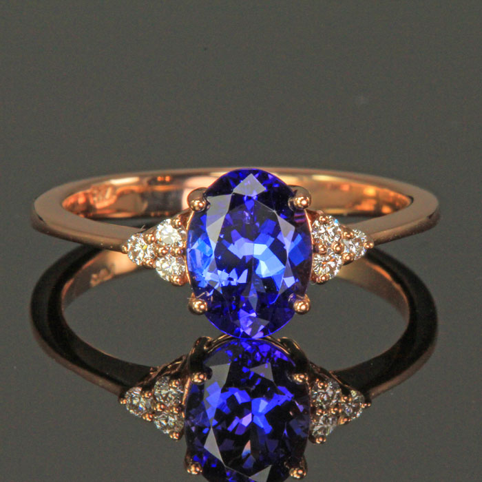 14K Rose Gold Tanzanite and Diamond Ring 1.40 Carats