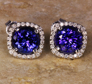 Tanzanite Earrings 3.17 Carat Blue Violet Vivid Color