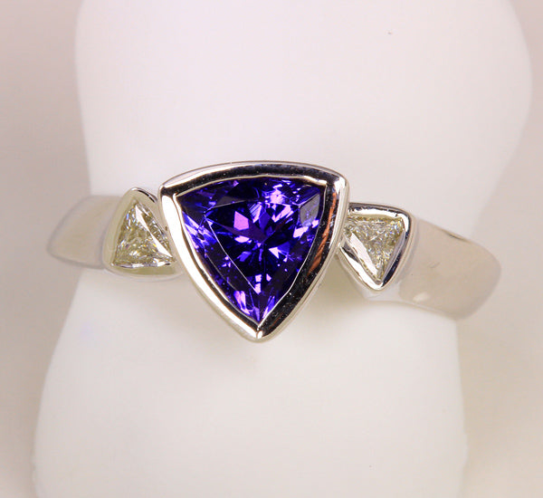 Trilliant Tanzanite Accented by Trilliant Diamonds by Christopher Michael