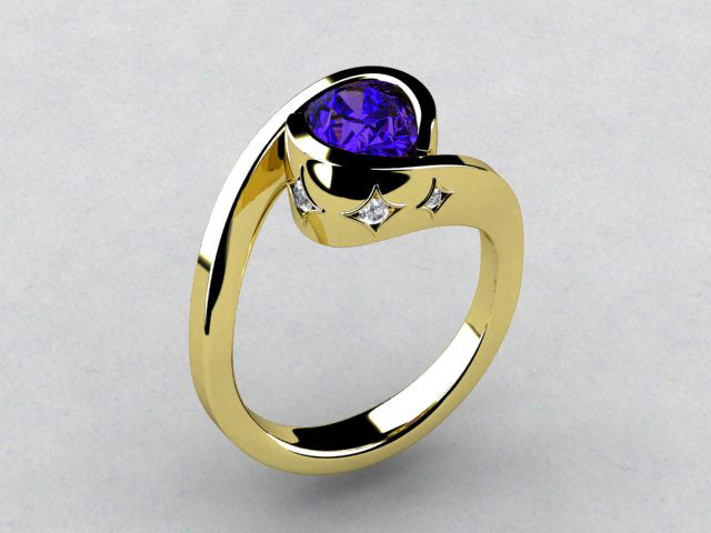 Christopher Michael Designed Ring With 8x6 MM Oval Tanzanite