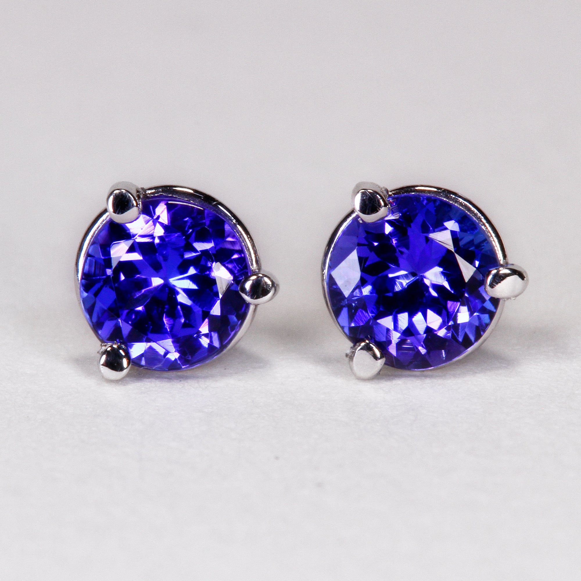 Tanzanite Stud Earrings 4.8 Millimeter Vivid Color