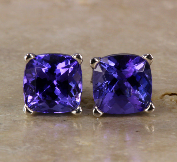 Tanzanite Earrings 2.20 Carat Blue Violet Exceptional Color