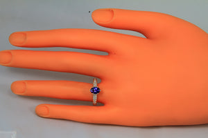White Gold Tanzanite Ring With A .97 Carat Tanzanite With Exceptional Color