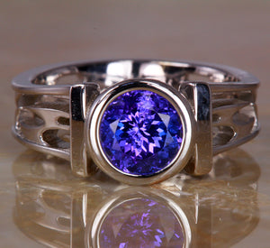 Tanzanite Ring 1.56 Carat Blue Violet Vivid Color Designed By Christopher Michael