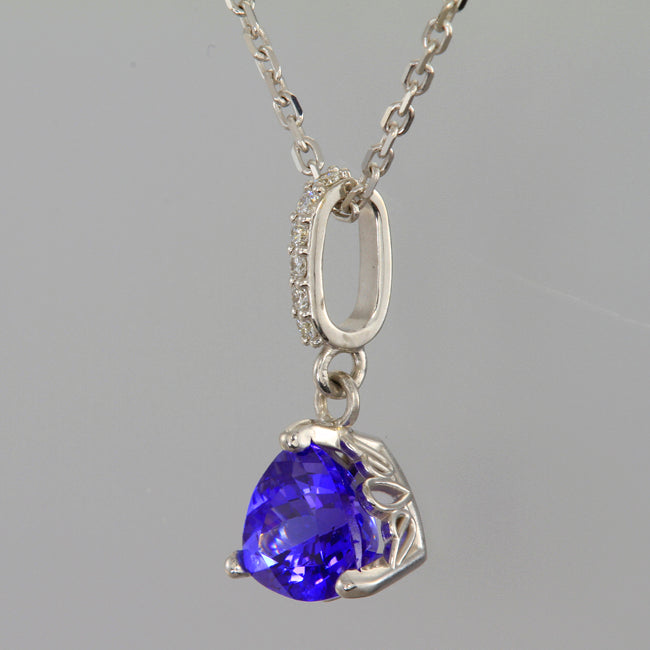 Tanzanite (1.86 Carat) Trilliant Pendant with Fine Diamonds