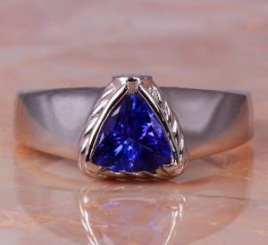 Christopher Michael Designed .94 Carat Trilliant Tanzanite Ring With Diamond