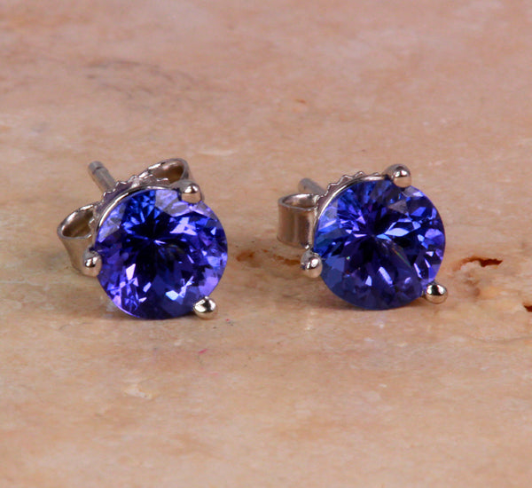 Tanzanite Earrings 1.37 Carat Blue Violet Vivid Color
