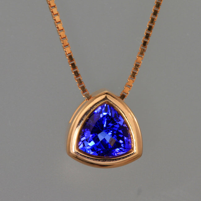 Rose Gold Tanzanite Pendant 1.14 Carat VBV Color