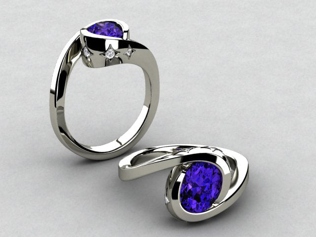 Christopher Michael Designed Ring With 8x6 MM Oval Tanzanite