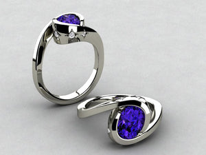 Christopher Michael Designed Ring With 8x6 MM Oval Tanzanite