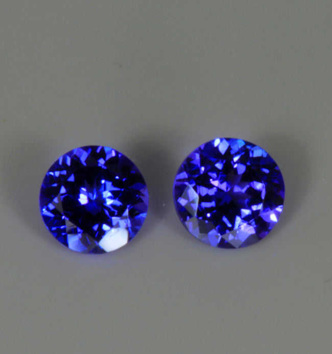 Vivid Tanzanite 5.5 Millimeter Pair