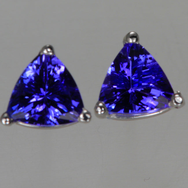 Trilliant Tanzanite Earrings 2.23 Carats