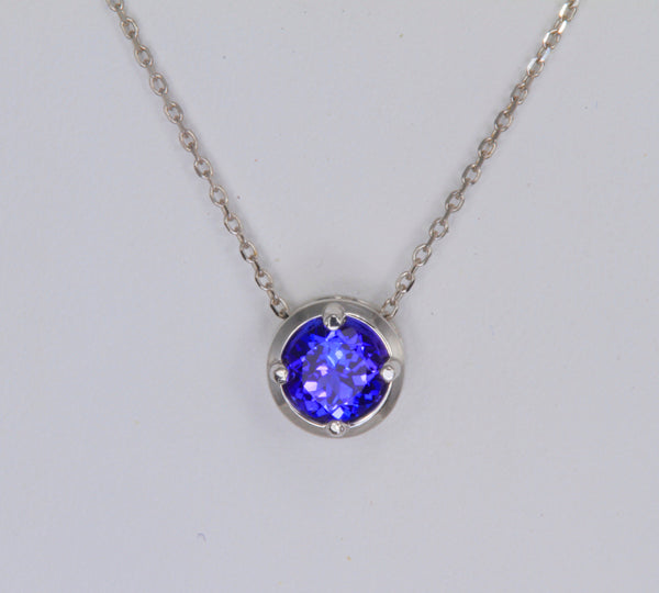 Solitaire Tanzanite Pendant in 14kt White Gold
