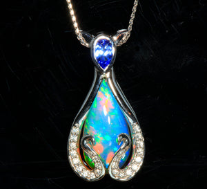 tanzanite and opal pendant