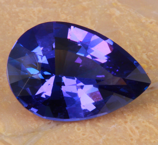 Wholesale Price-4.42 Carat Pear Shaped Tanzanite With Exceptional Blue Violet Color